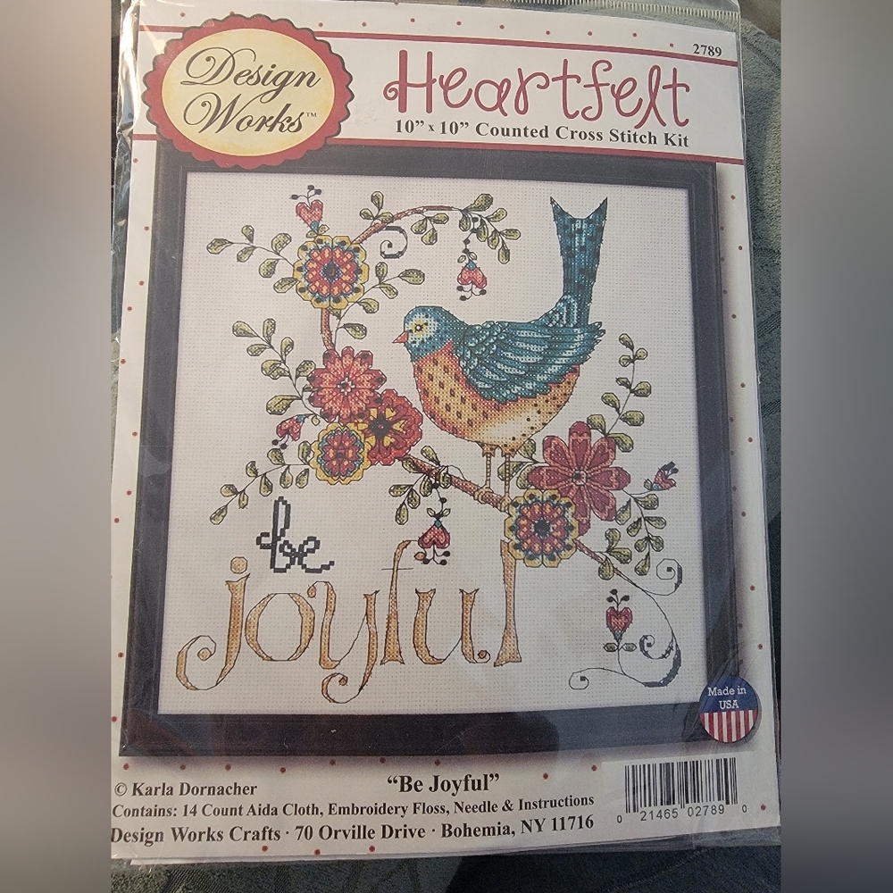 Heartfelt Cross Stitch Kit with Bird and Flowers
